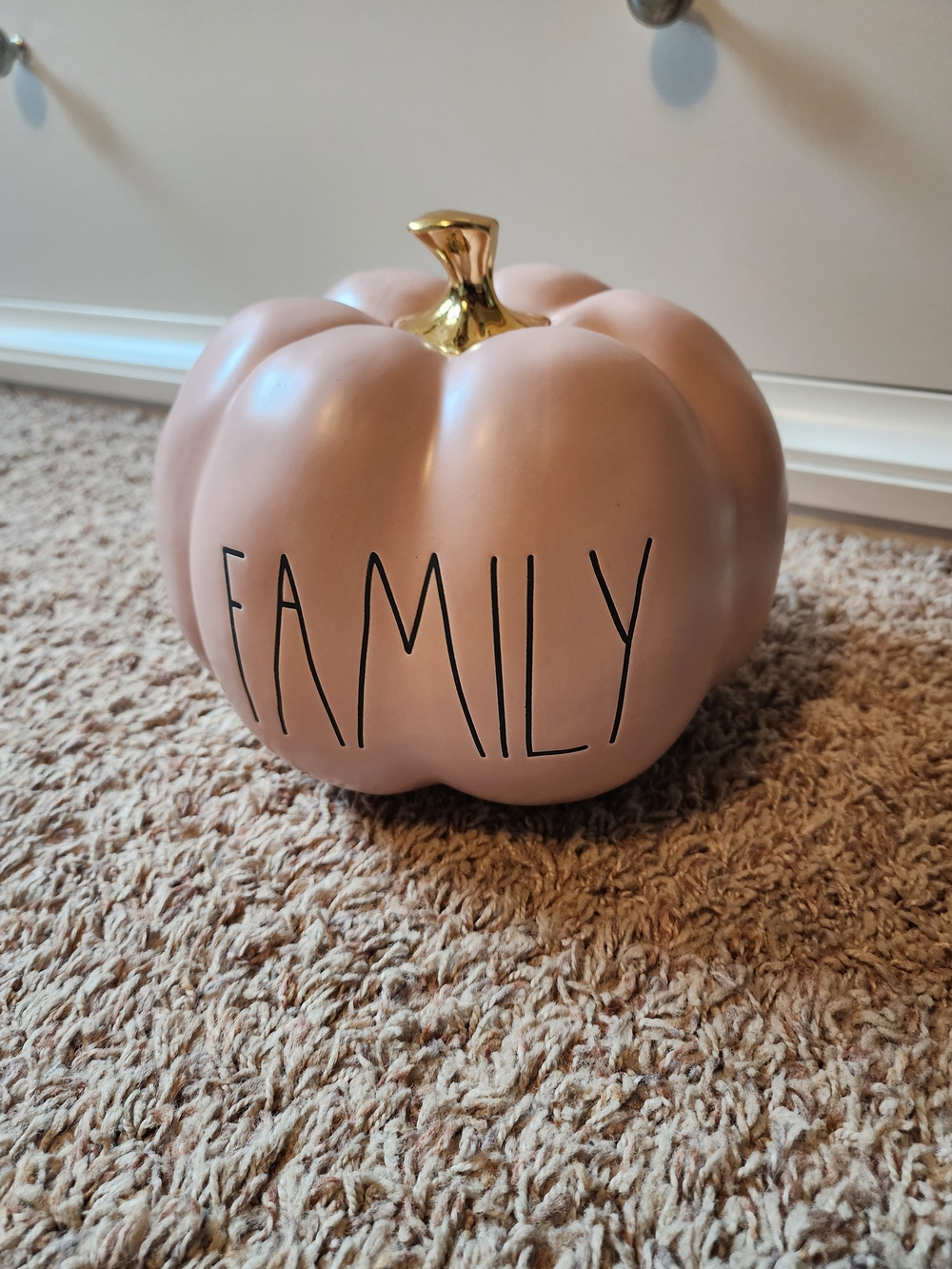 Rae Dunn Pink Pumpkin Accent with Gold Stem